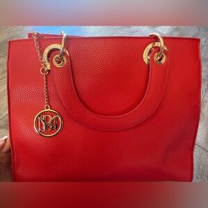 Badgley Mischka Red Tote with Gold Details